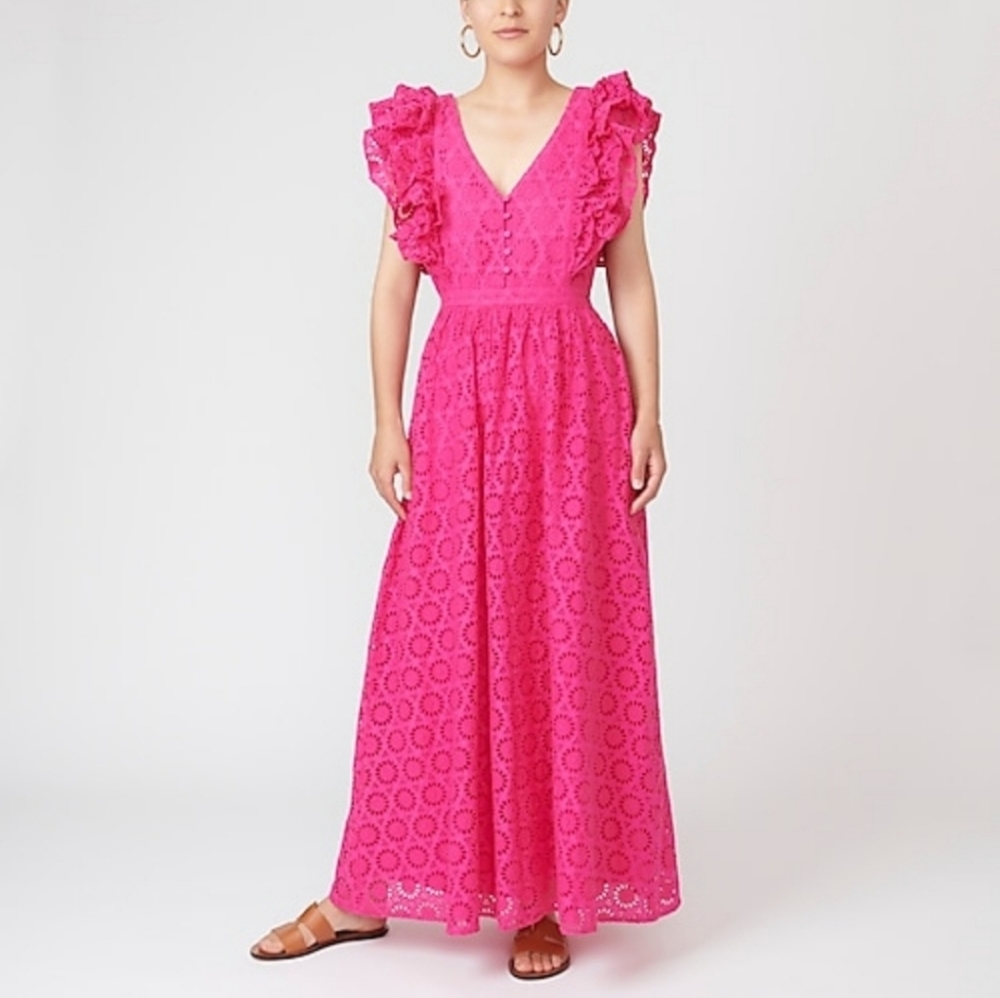 J. Crew Pink Lace Maxi Dress